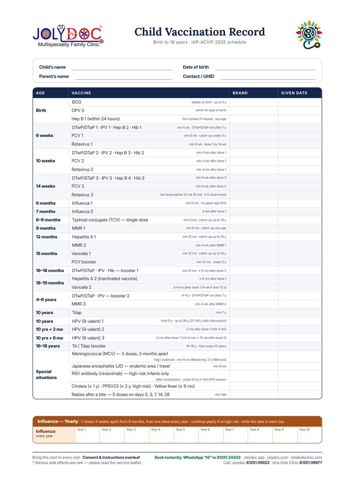 Child vaccination record preview
